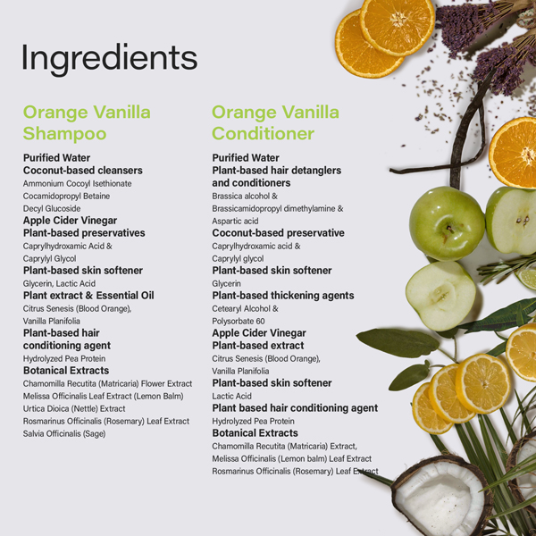 Phillip Adam Orange Vanilla set natural ingredients